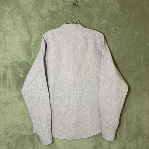 UNTUCKit Shirt Men XL Purple Long Sleeve Button 100% Linen Beachy Preppy - Picture 4 of 8